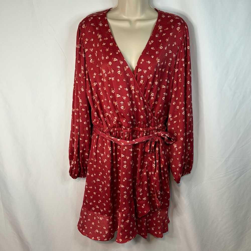 LC Lauren Conrad Red Long Sleeve Sundress